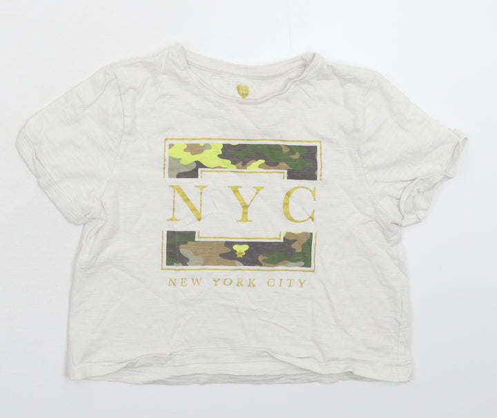 F&F Girls White Basic T-Shirt Size 9-10 Years