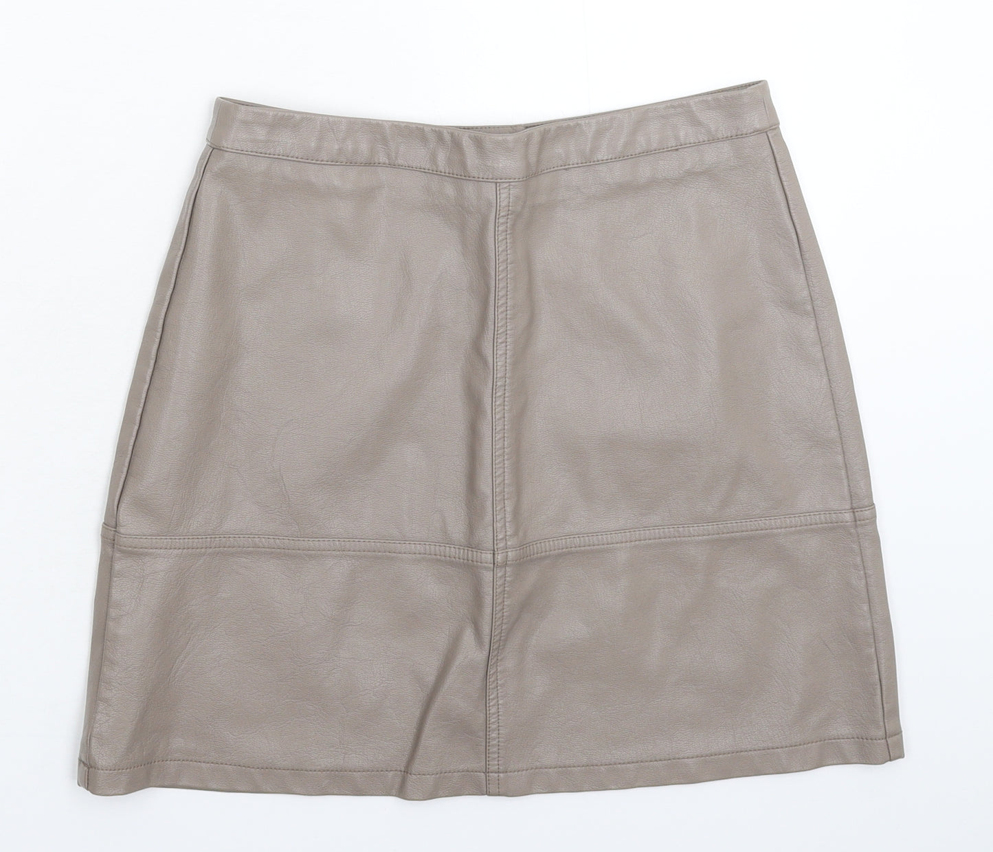 New Look Womens Grey   A-Line Skirt Size 8  - Faux Leather