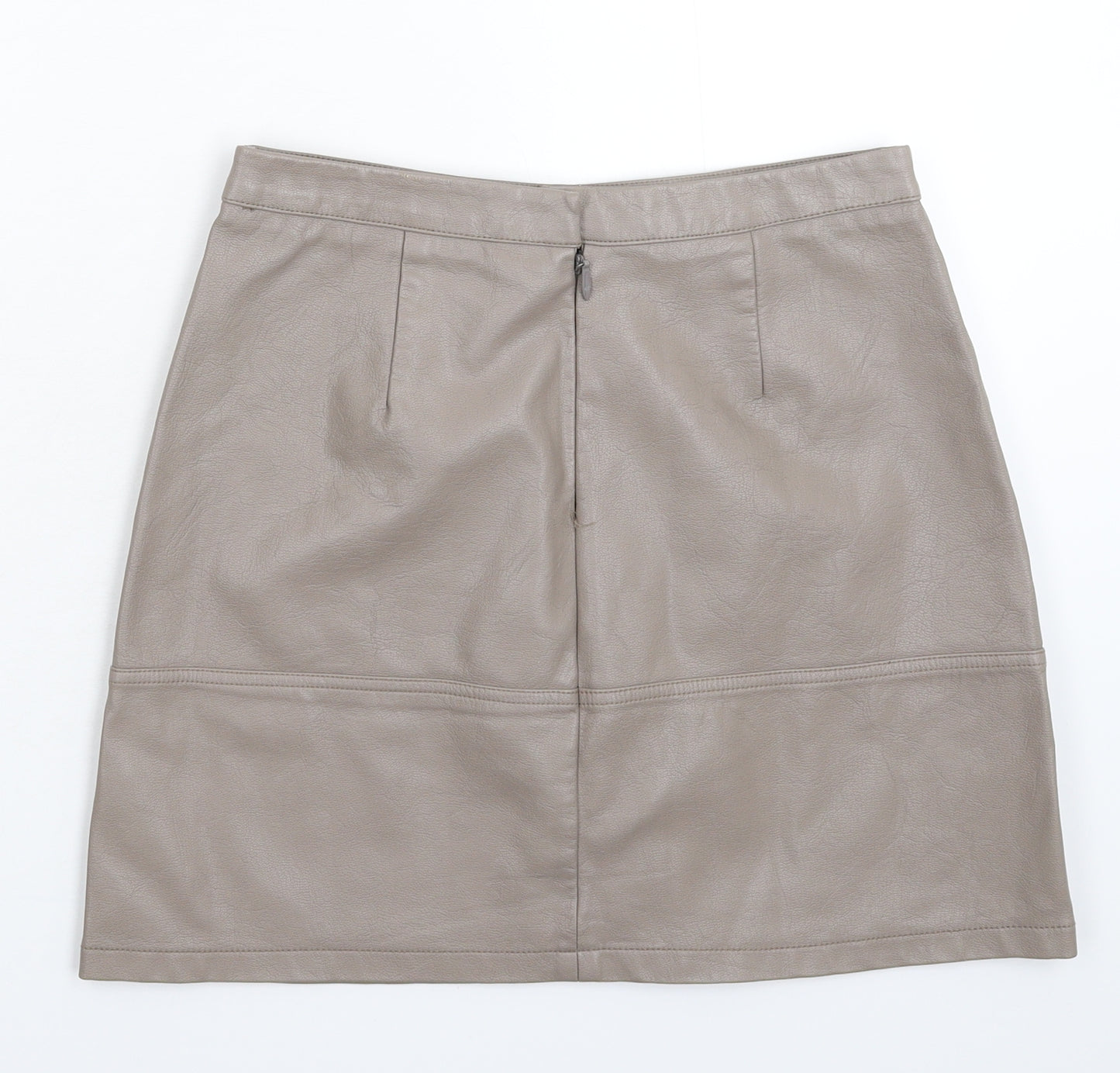 New Look Womens Grey   A-Line Skirt Size 8  - Faux Leather