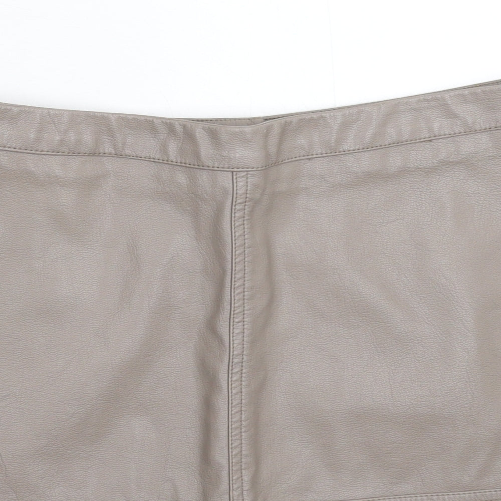 New Look Womens Grey   A-Line Skirt Size 8  - Faux Leather