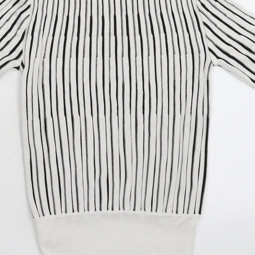 Marks and Spencer Womens White Striped Knit Pullover Jumper Size 6
