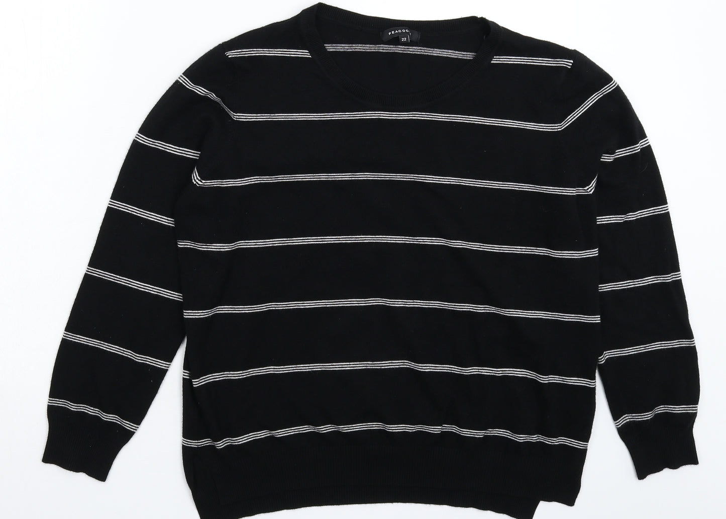 Peacocks Womens Black Striped Knit Pullover Jumper Size 22