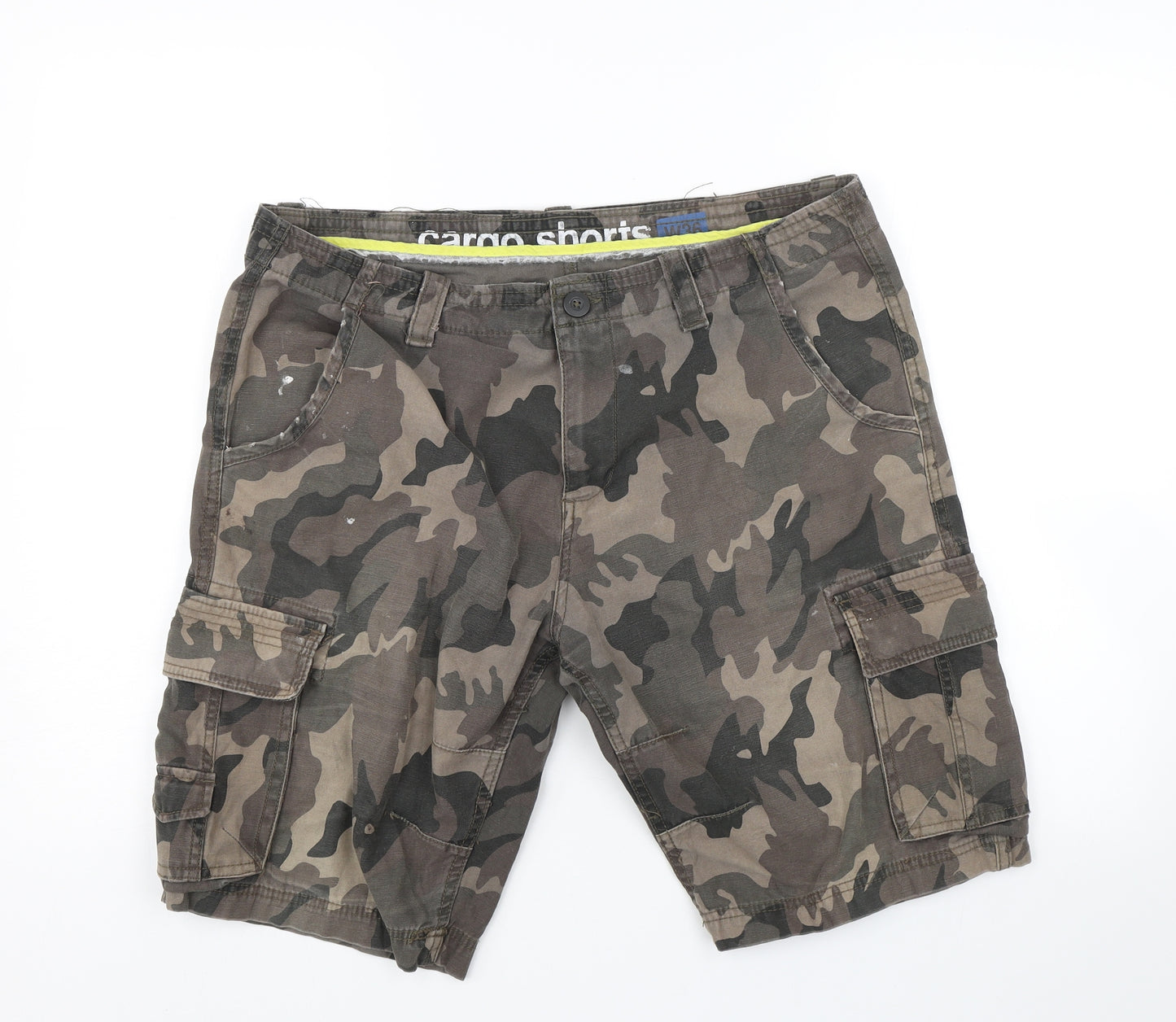 Denim co Mens Green Camouflage  Cargo Shorts Size 36