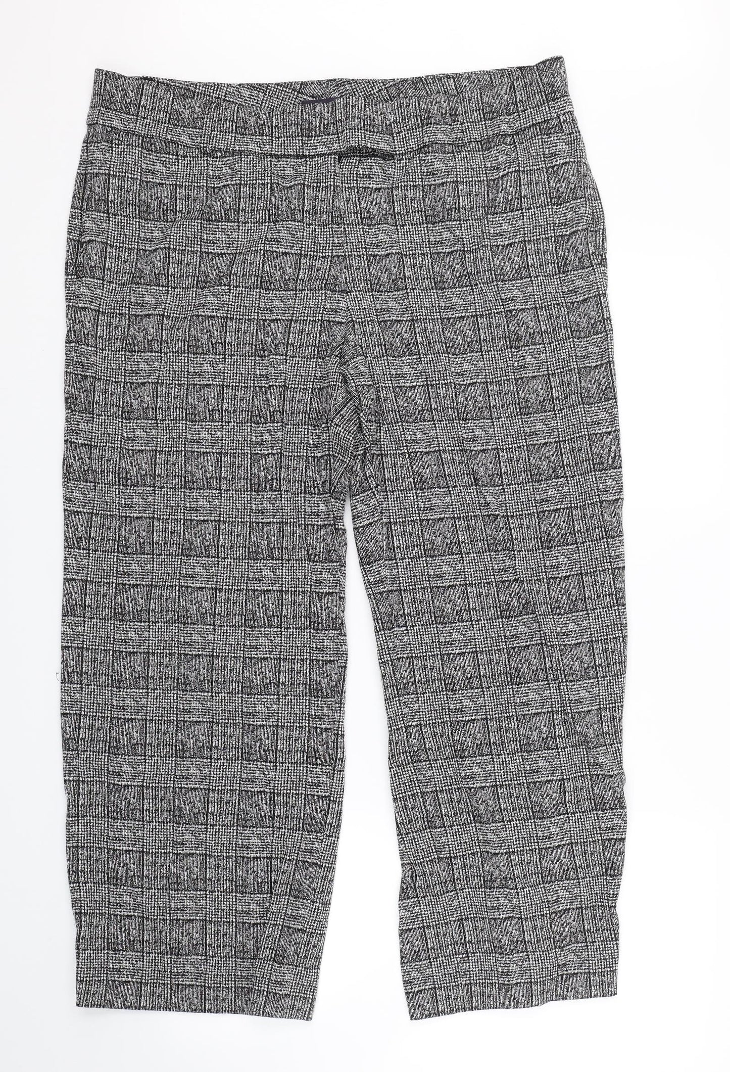 M&S Womens Black Check  Cropped Trousers Size 20 L25.5 in