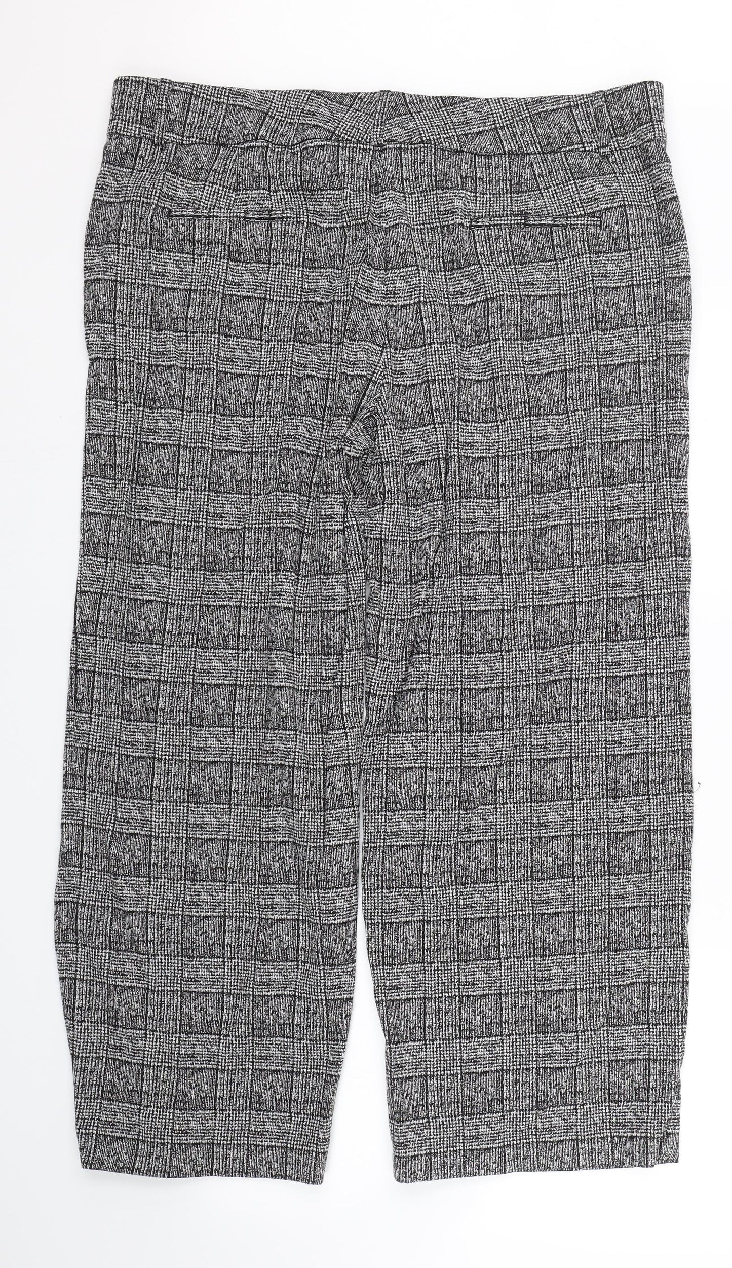 M&S Womens Black Check  Cropped Trousers Size 20 L25.5 in