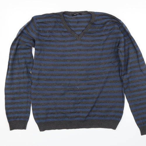 Soul rebel Mens Blue Striped  Pullover Jumper Size XL