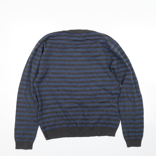 Soul rebel Mens Blue Striped  Pullover Jumper Size XL
