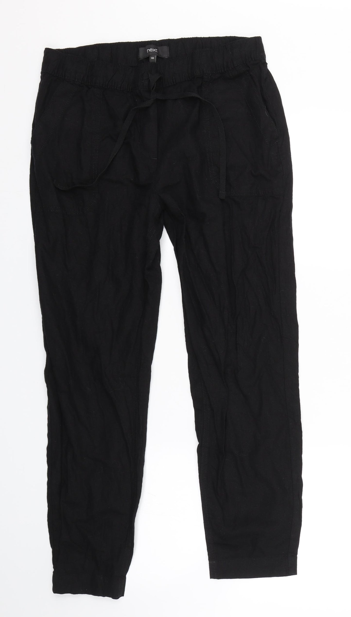 NEXT Womens Black   Capri Trousers Size 14 L25 in