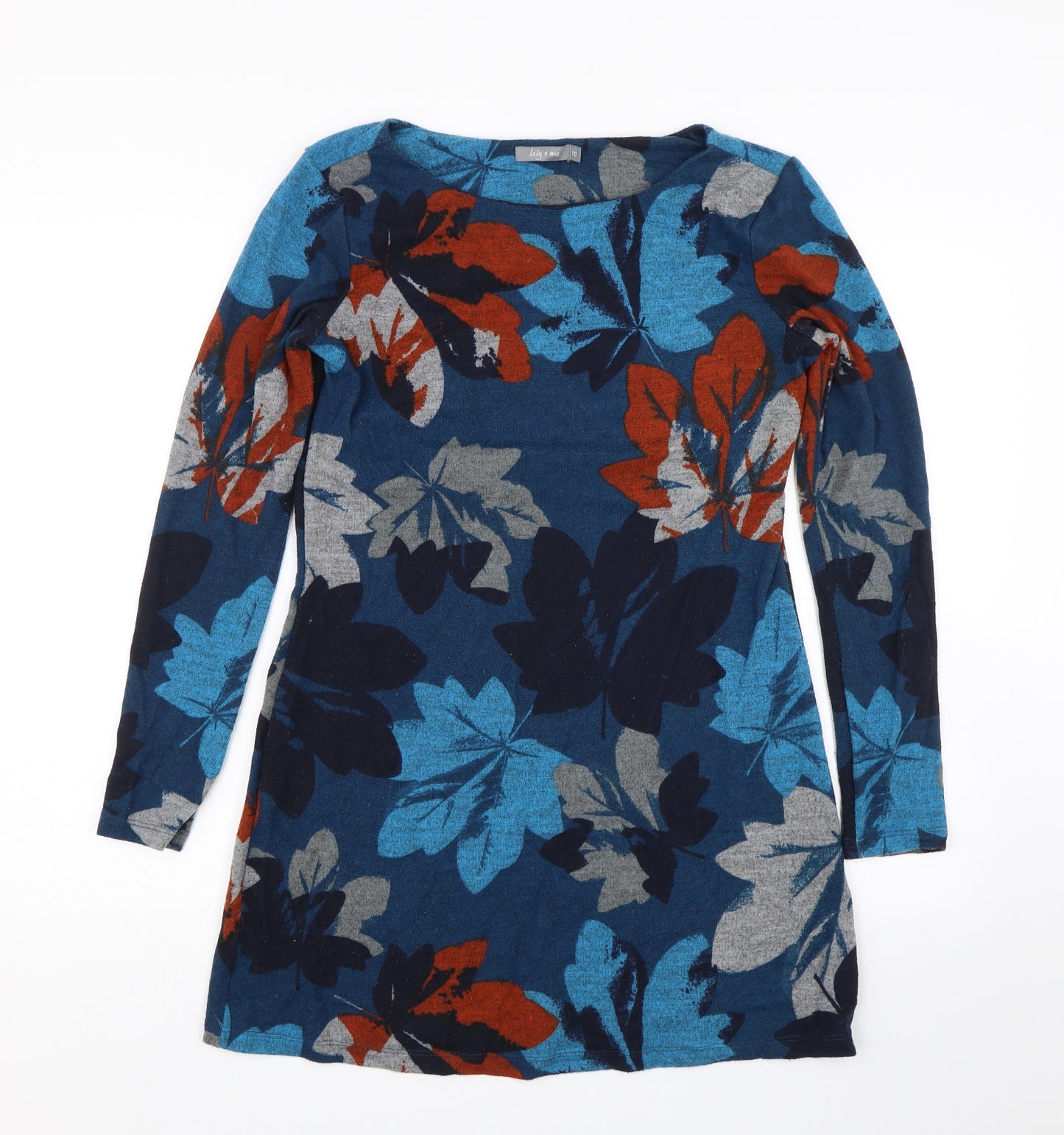 Lily & Me Womens Blue Floral  Pullover Jumper Size 10