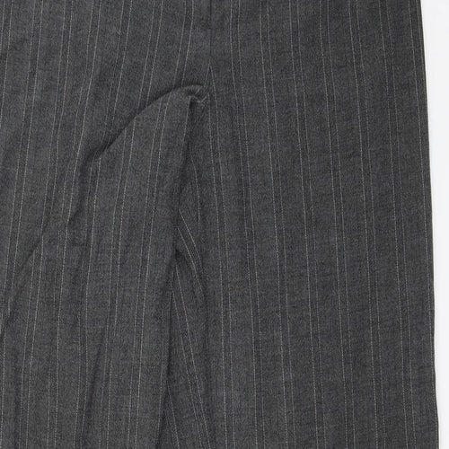 M&S Womens Grey Striped  Trousers  Size 14 L30 in
