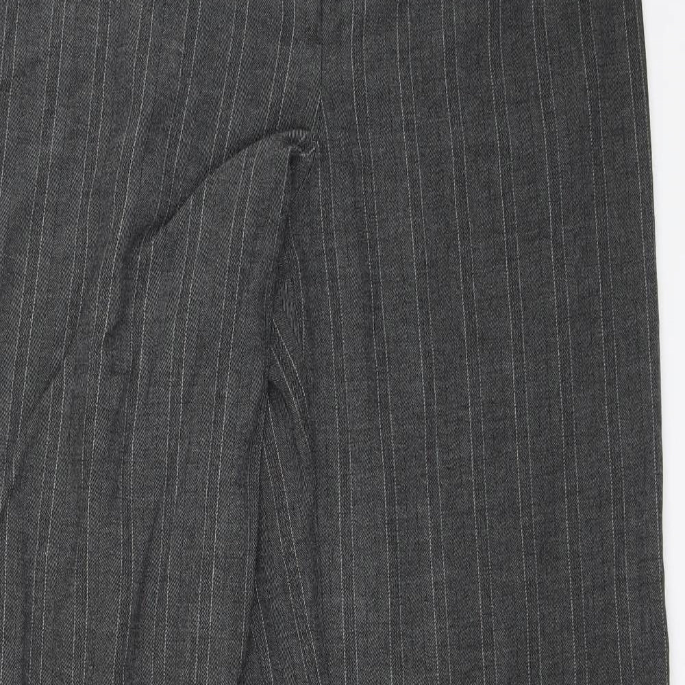 M&S Womens Grey Striped  Trousers  Size 14 L30 in