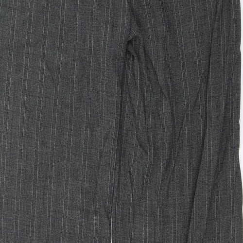 M&S Womens Grey Striped  Trousers  Size 14 L30 in