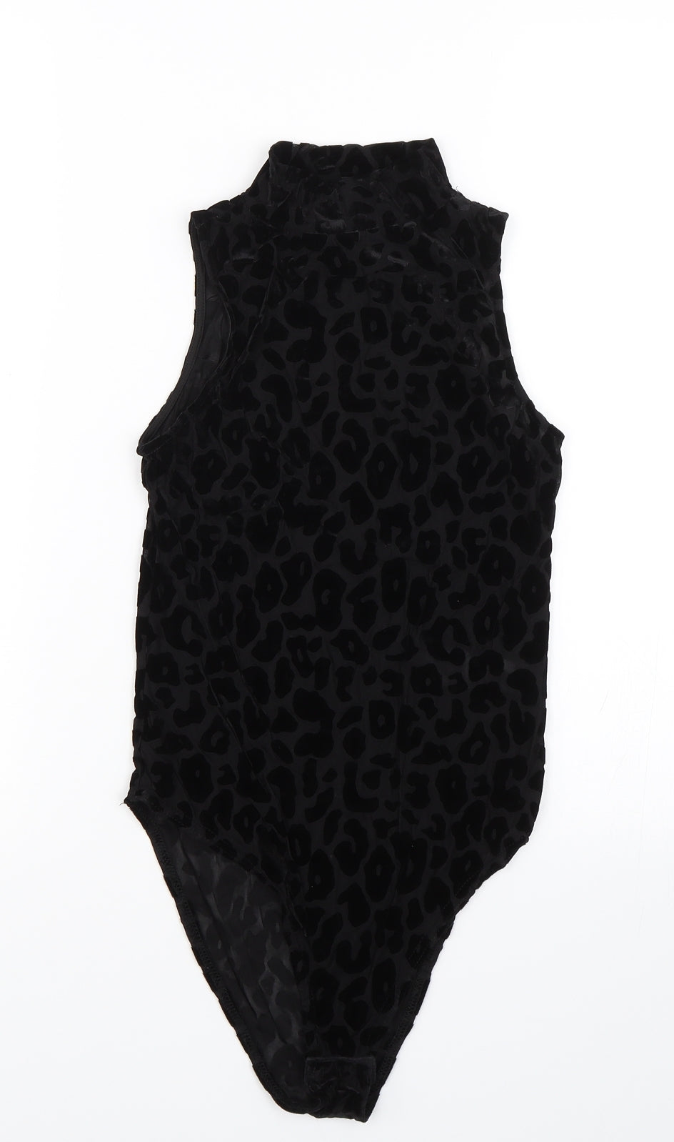 New Look Womens Black Animal Print Velour Basic Tank Size 8  - Transparent