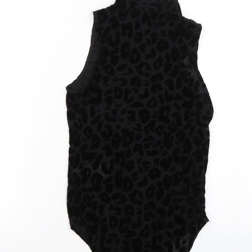 New Look Womens Black Animal Print Velour Basic Tank Size 8  - Transparent