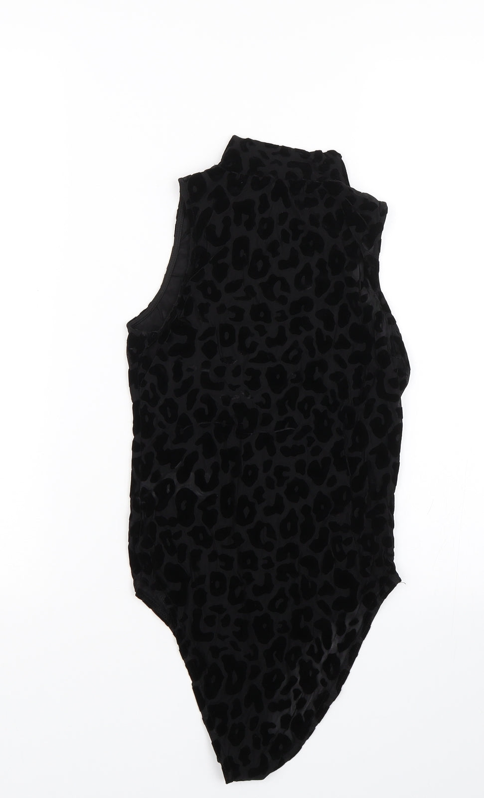 New Look Womens Black Animal Print Velour Basic Tank Size 8  - Transparent