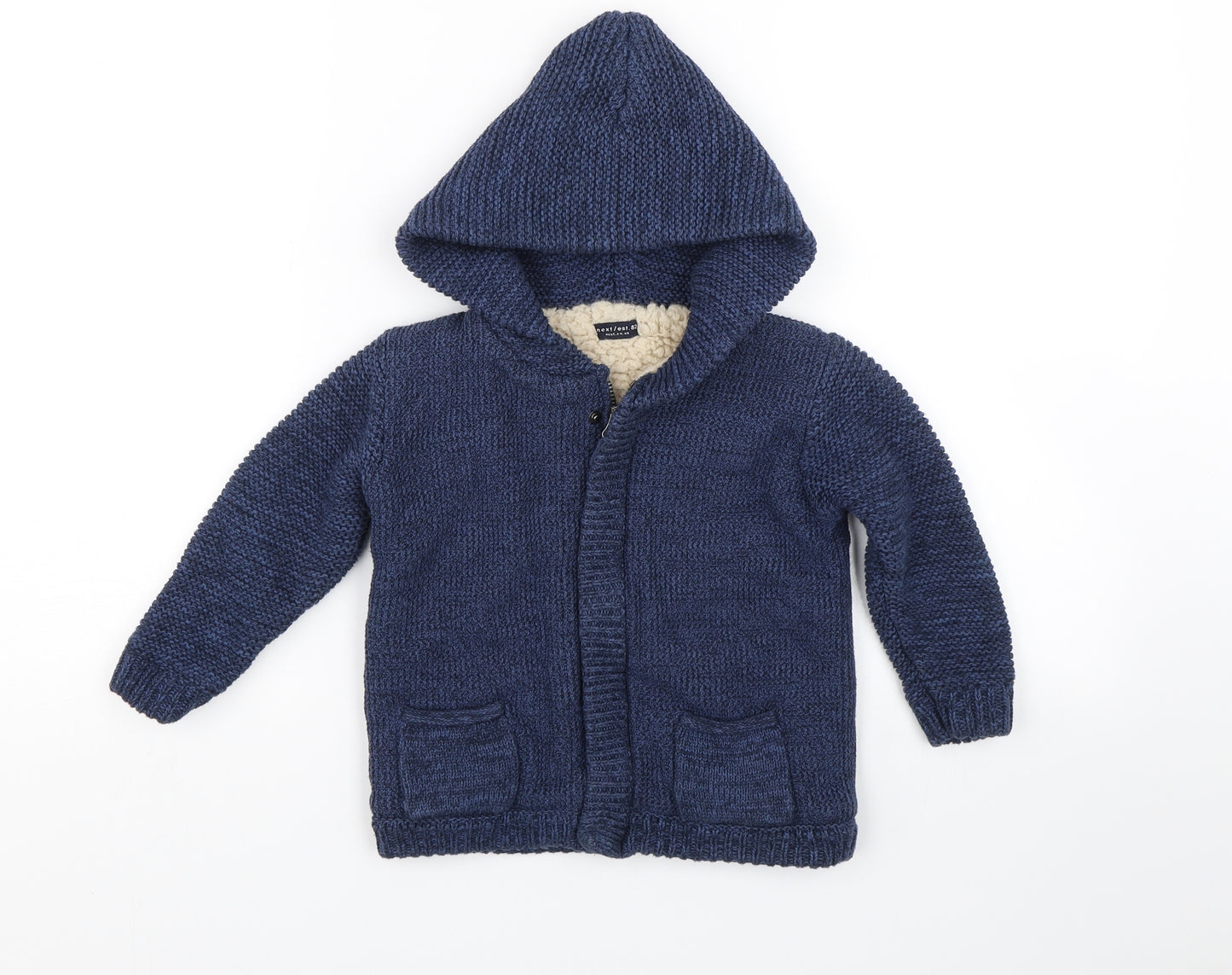 NEXT Boys Blue  Knit Full Zip Hoodie Size 2-3 Years