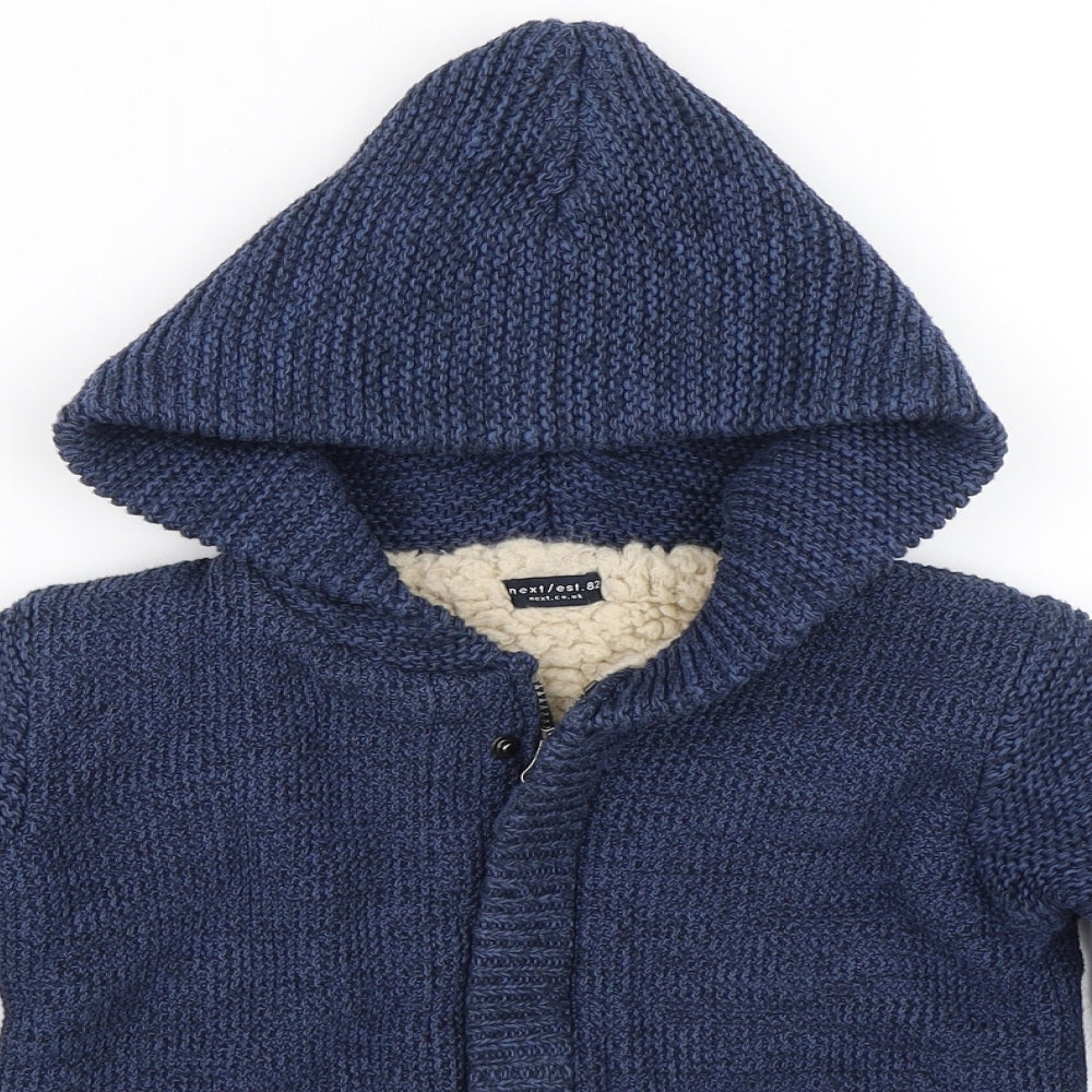 NEXT Boys Blue  Knit Full Zip Hoodie Size 2-3 Years