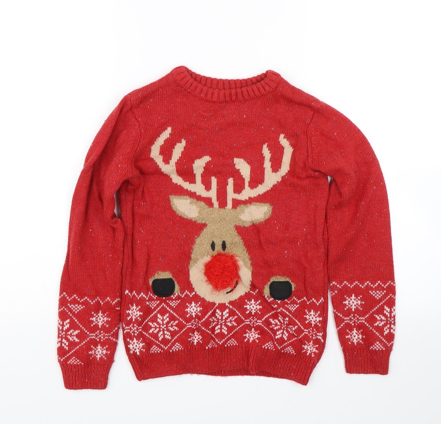 NEXT Girls Red  Knit Pullover Jumper Size 9 Years  - Christmas
