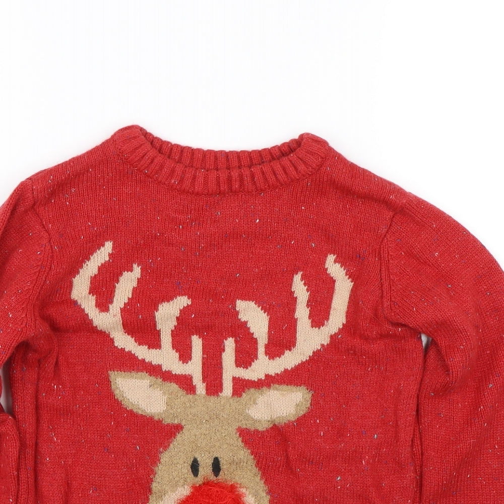 NEXT Girls Red  Knit Pullover Jumper Size 9 Years  - Christmas