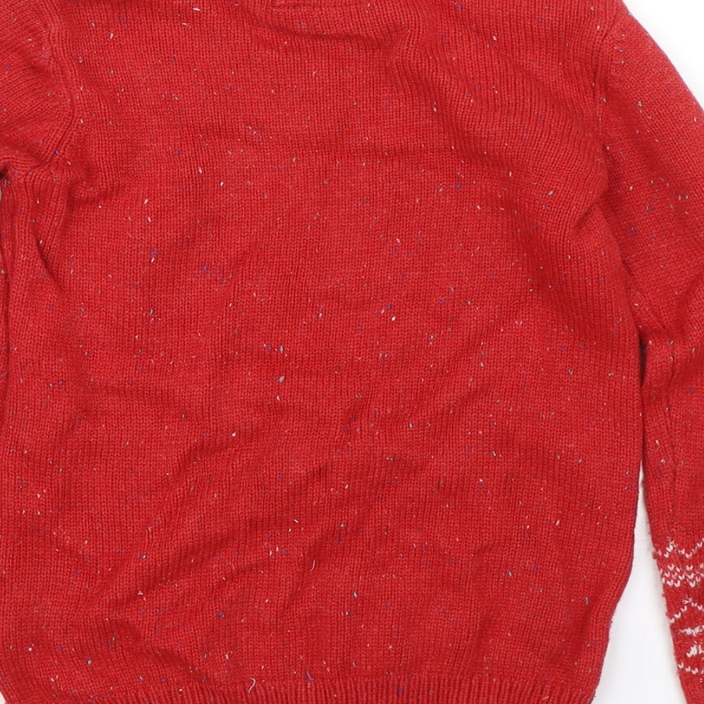 NEXT Girls Red  Knit Pullover Jumper Size 9 Years  - Christmas