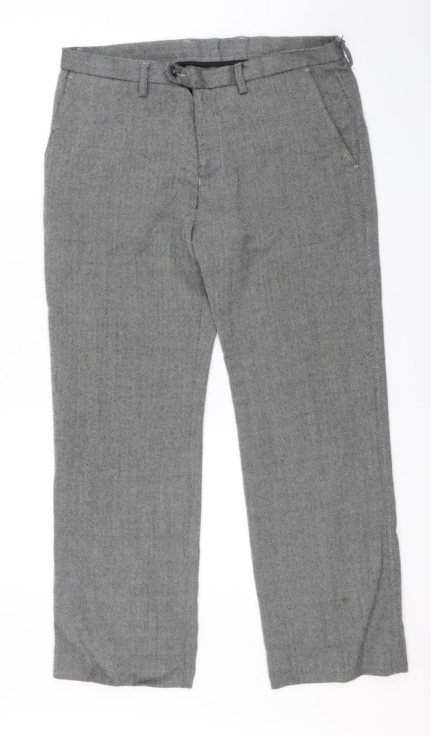 M&S Womens Grey Herringbone  Trousers  Size 34 L26 in