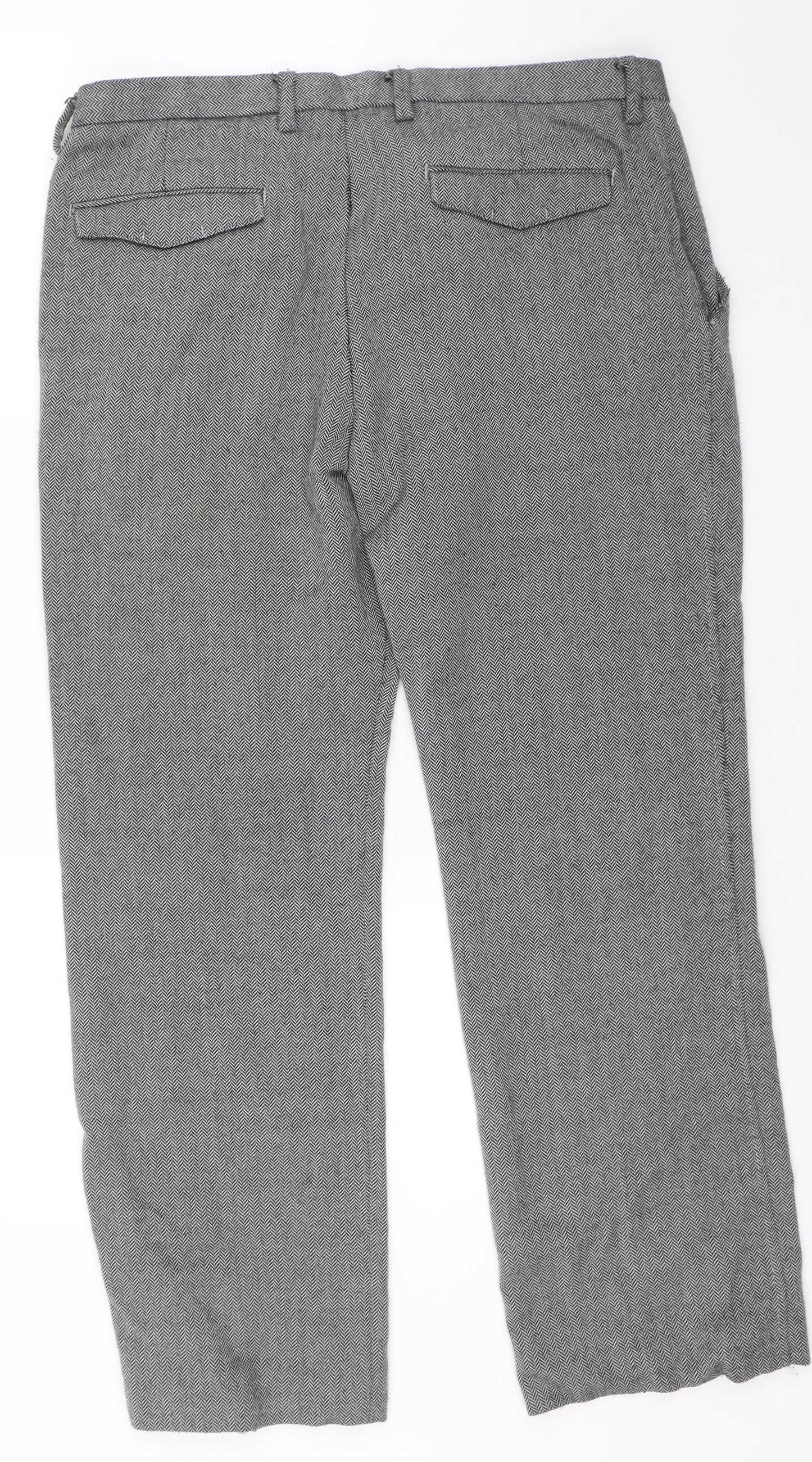 M&S Womens Grey Herringbone  Trousers  Size 34 L26 in