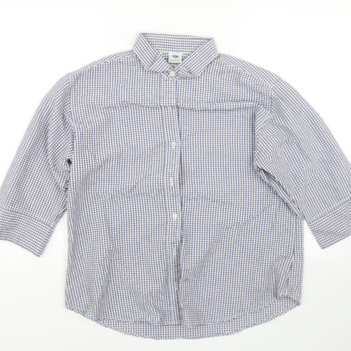 Genoville Mens Blue Check   Button-Up Size L