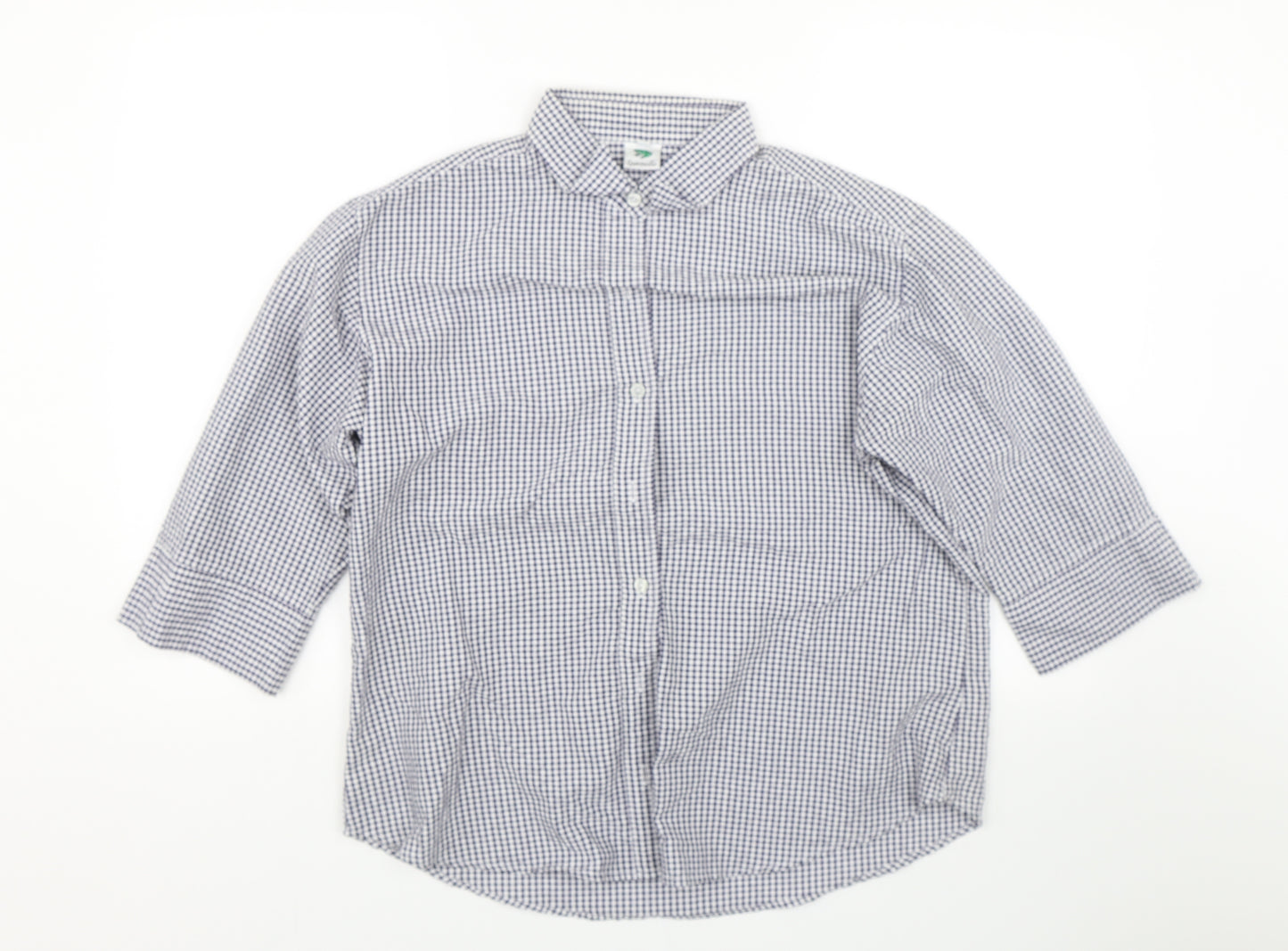 Genoville Mens Blue Check   Button-Up Size L