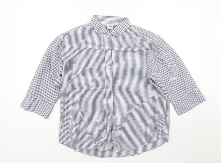 Genoville Mens Blue Check   Button-Up Size L