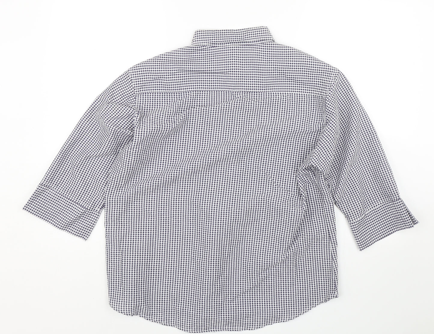 Genoville Mens Blue Check   Button-Up Size L