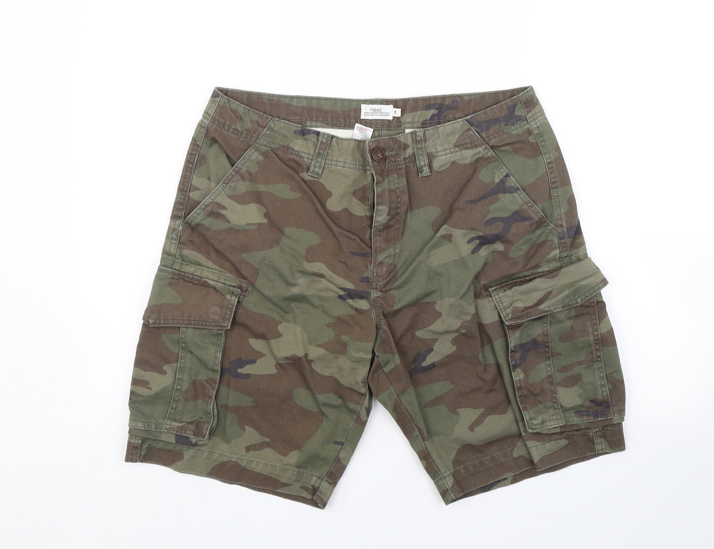 NEXT Mens Green Camouflage  Bermuda Shorts Size 34