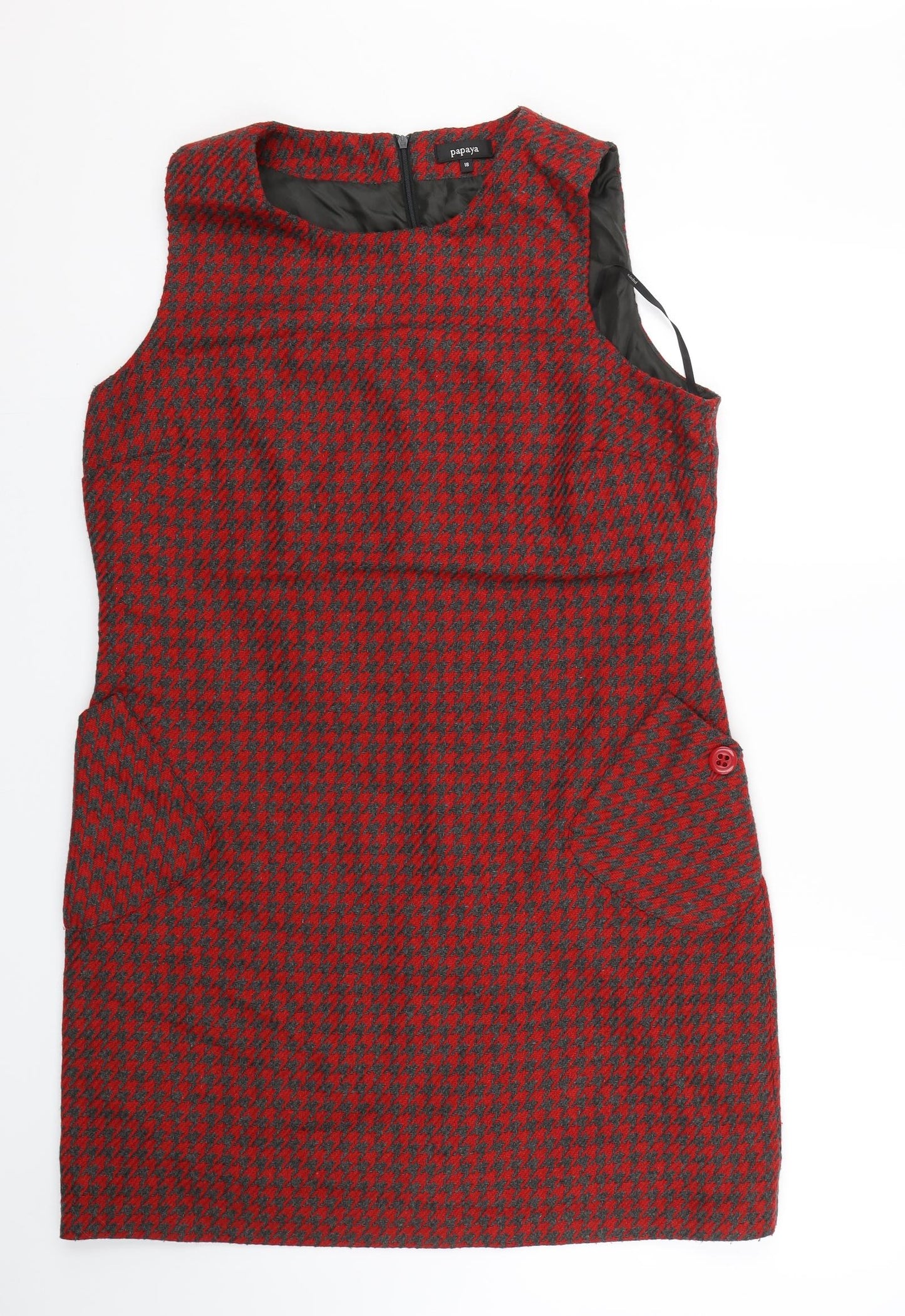 Papaya Womens Red Houndstooth  Tank Dress  Size 18
