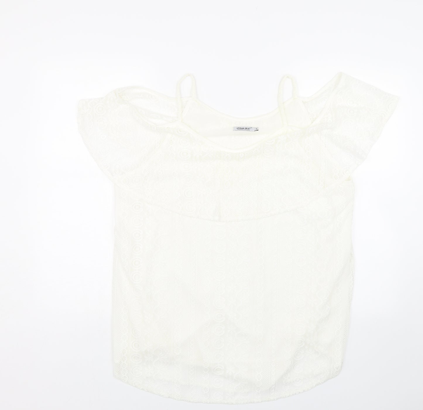 Urban Mist Womens Beige Floral Lace Basic Tank Size XL