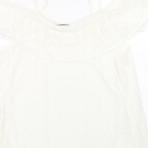 Urban Mist Womens Beige Floral Lace Basic Tank Size XL