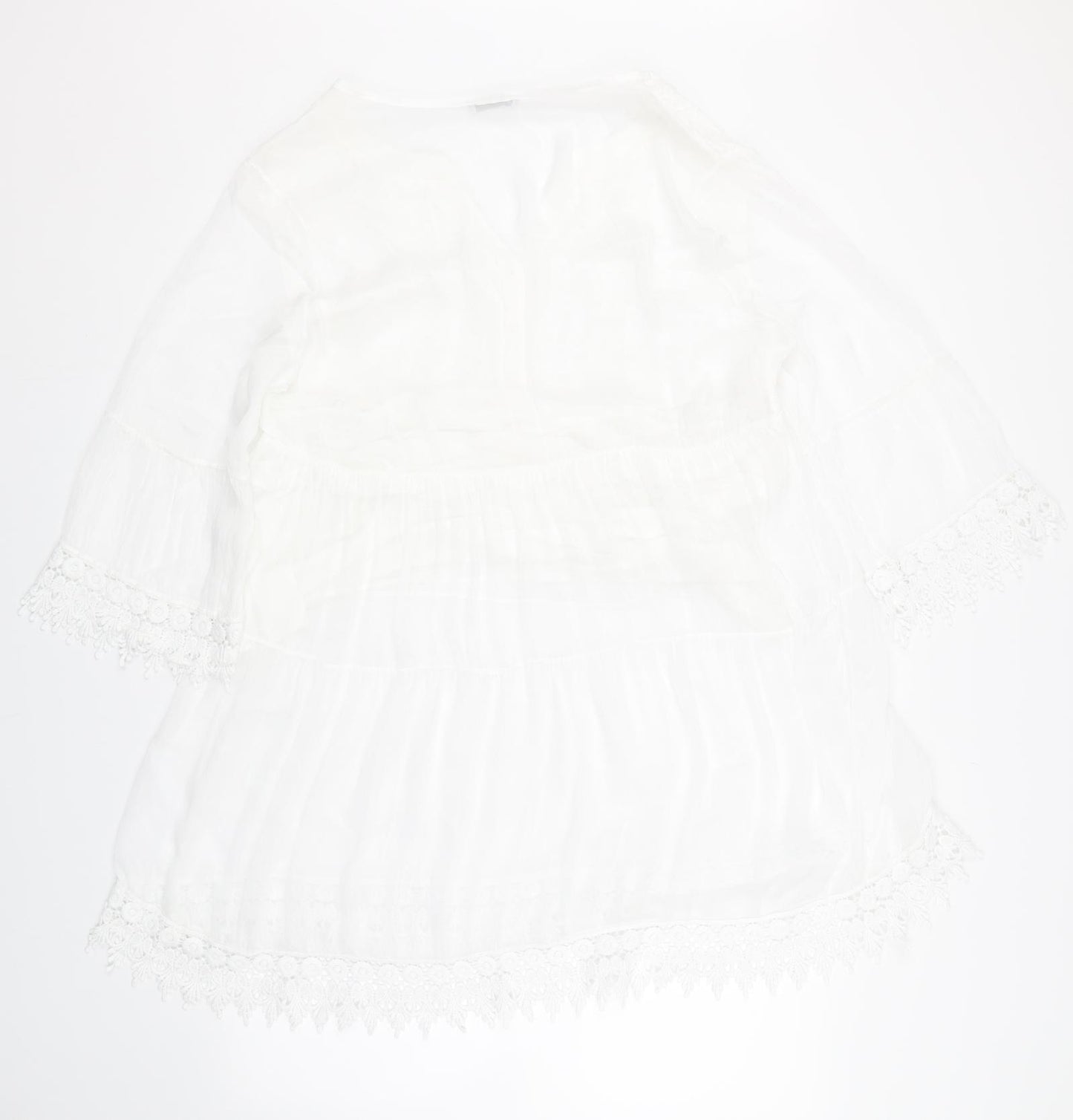 Made in Italy Womens White Floral Lace T-Shirt Dress  Size 10  - Transparent