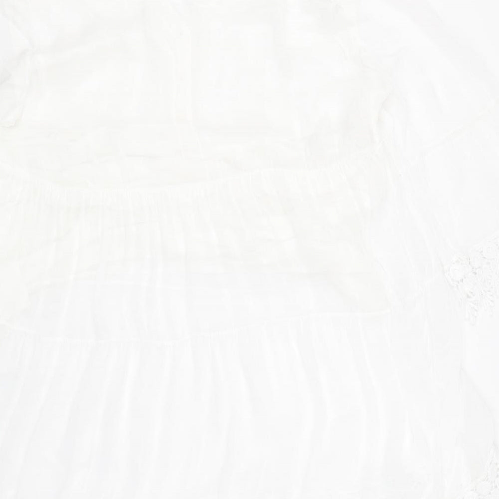 Made in Italy Womens White Floral Lace T-Shirt Dress  Size 10  - Transparent
