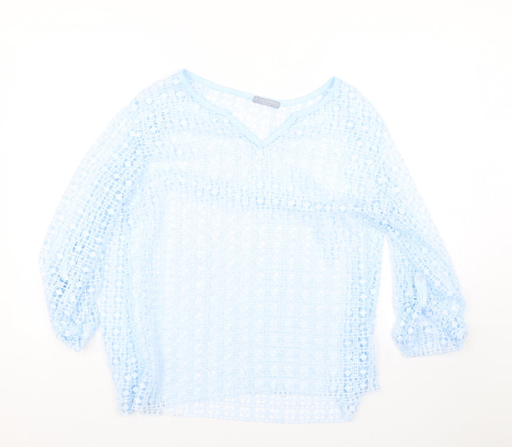 LV Clothing Womens Blue Argyle/Diamond Basic T-Shirt Size 16