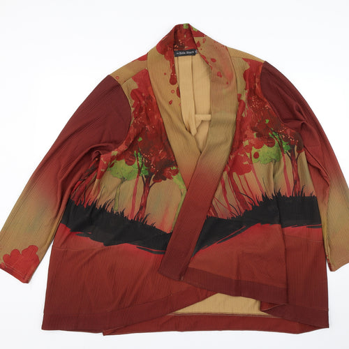 Bella Blue Womens Orange Floral  Kimono T-Shirt Size XL