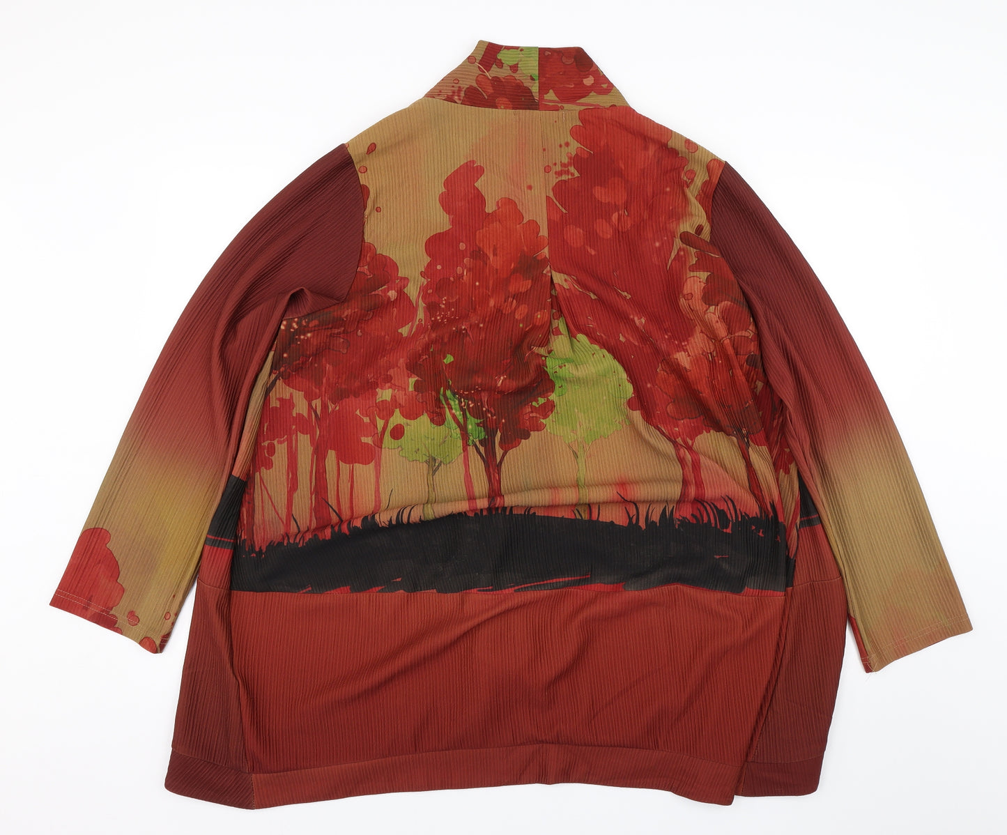Bella Blue Womens Orange Floral  Kimono T-Shirt Size XL