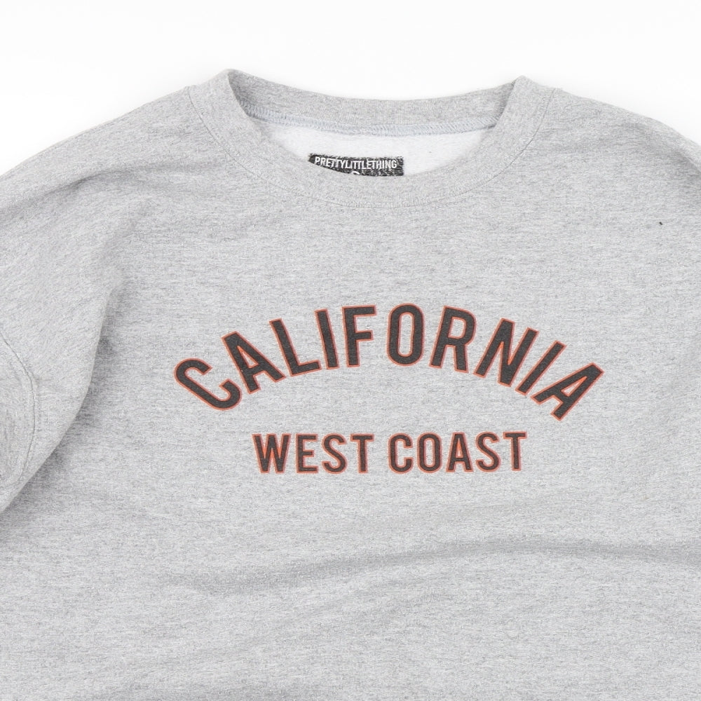 PRETTYLITTLETHING Womens Grey   Pullover Sweatshirt Size S  - California