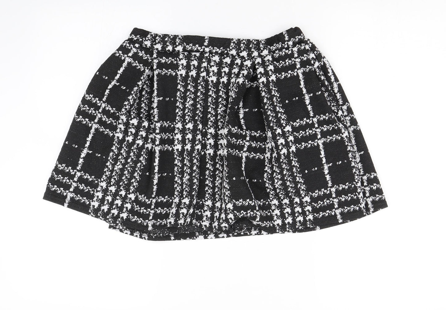 Boohoo Womens Black Check  Skater Skirt Size 12