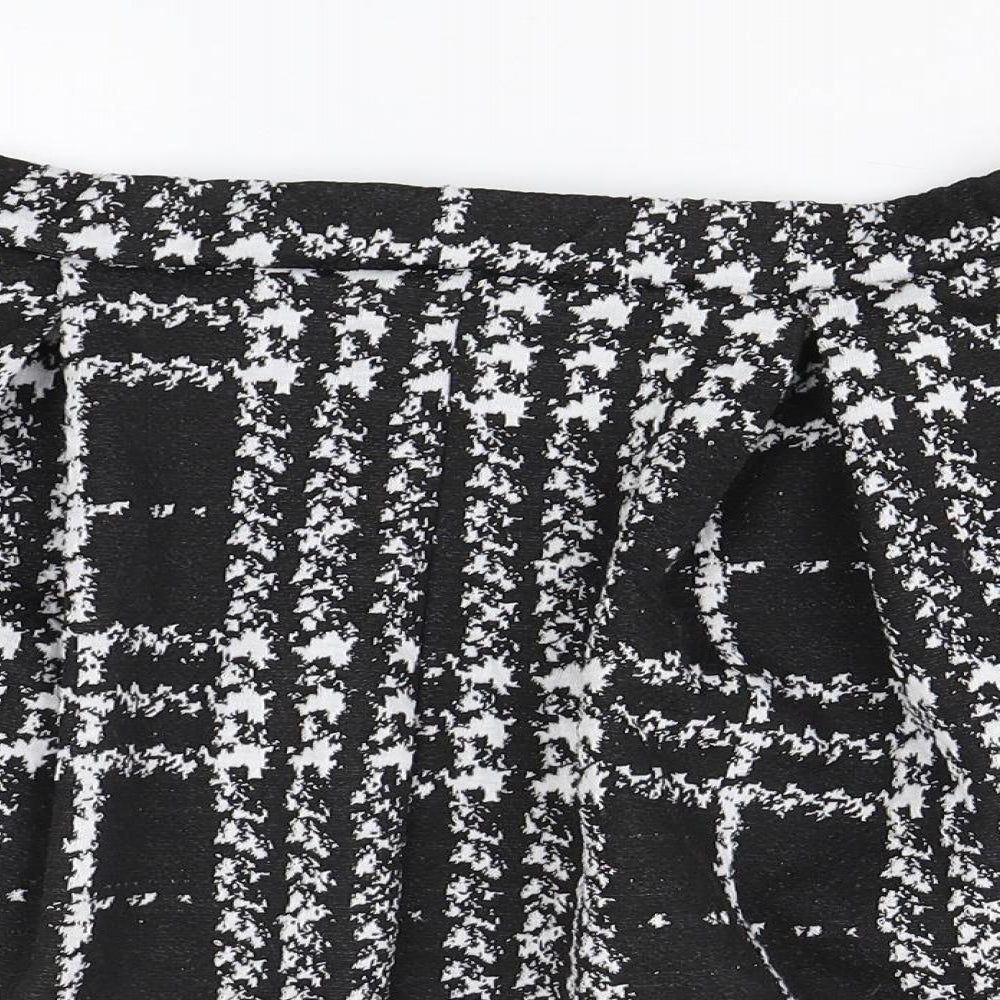 Boohoo Womens Black Check  Skater Skirt Size 12