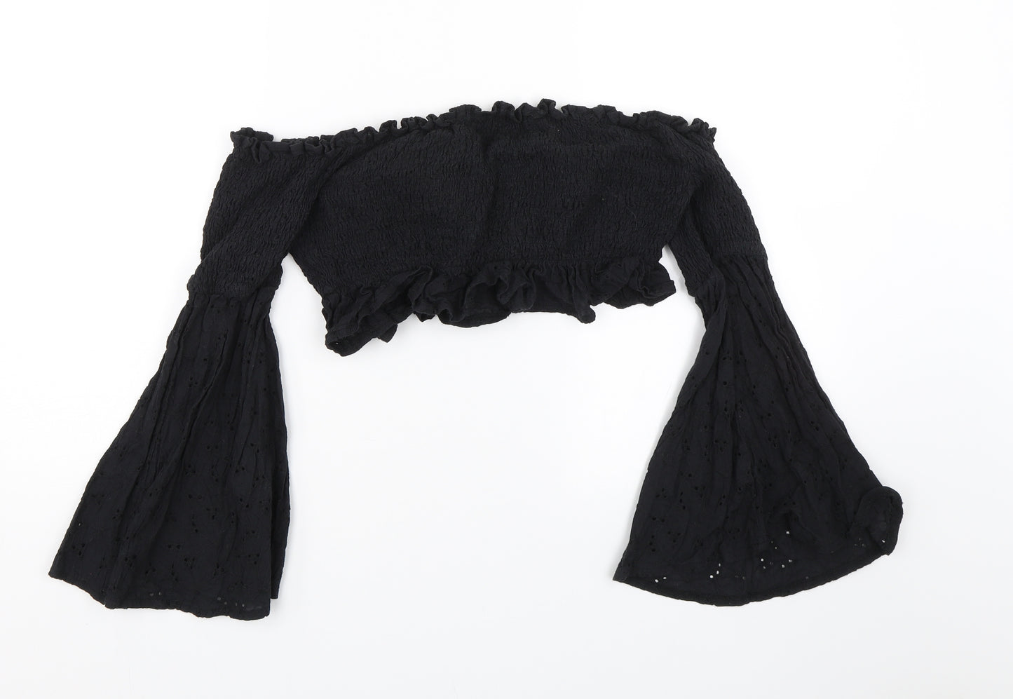 In the Style Womens Black Floral  Cropped T-Shirt Size 12