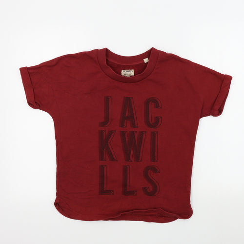 Jack Wills Womens Red Colourblock  Basic T-Shirt Size 8