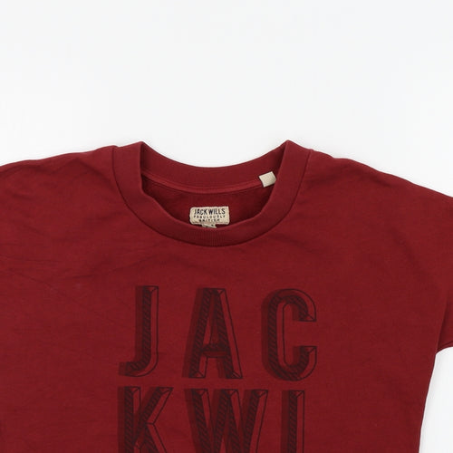 Jack Wills Womens Red Colourblock  Basic T-Shirt Size 8