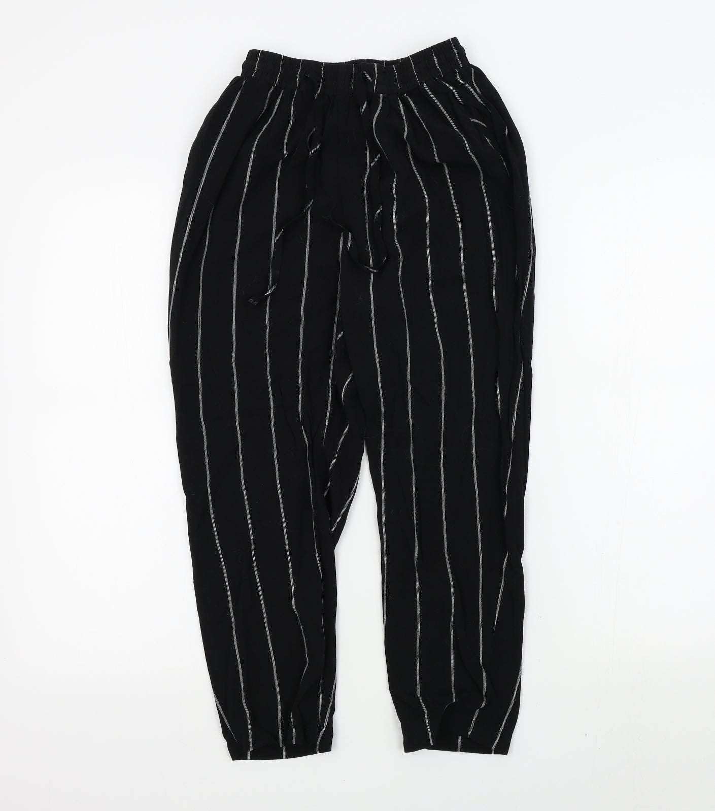 PRETTYLITTLETHING Womens Black Striped  Trousers  Size 10 L27 in