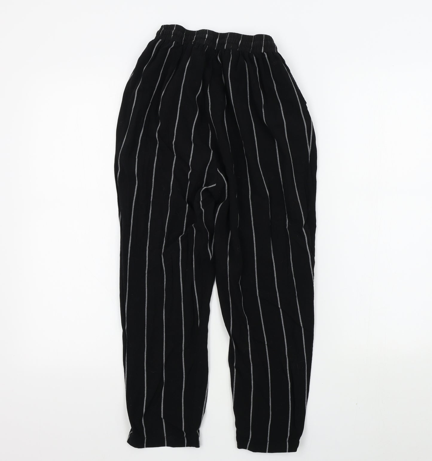 PRETTYLITTLETHING Womens Black Striped  Trousers  Size 10 L27 in