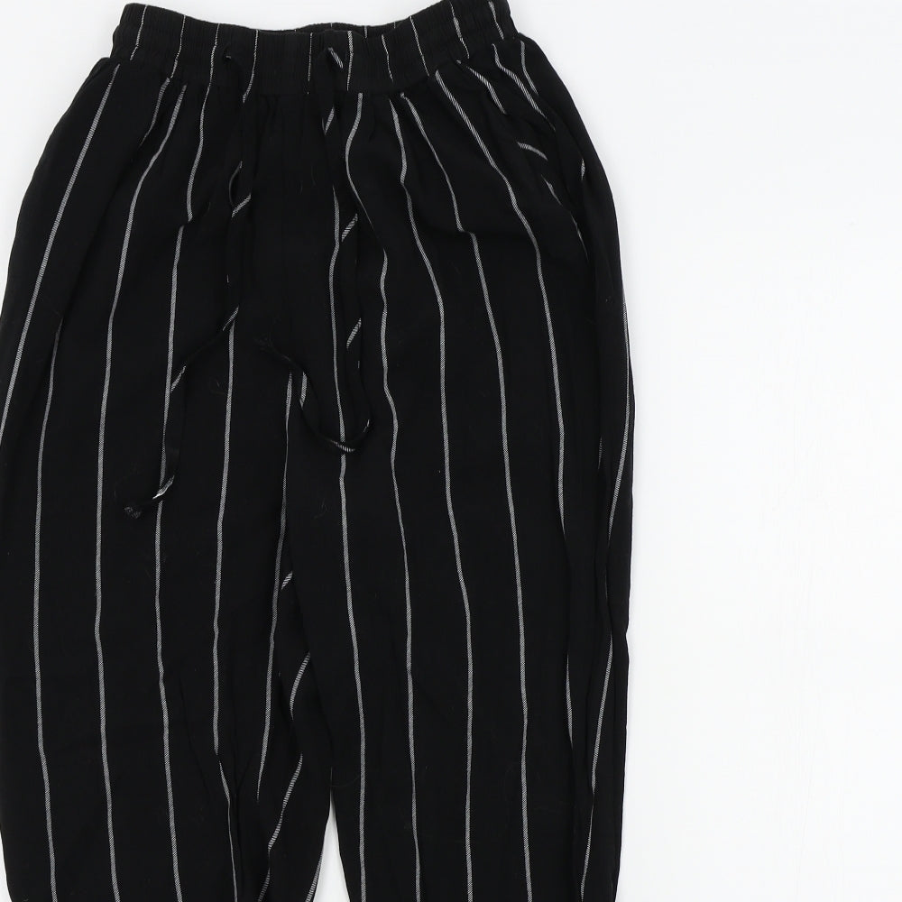 PRETTYLITTLETHING Womens Black Striped  Trousers  Size 10 L27 in