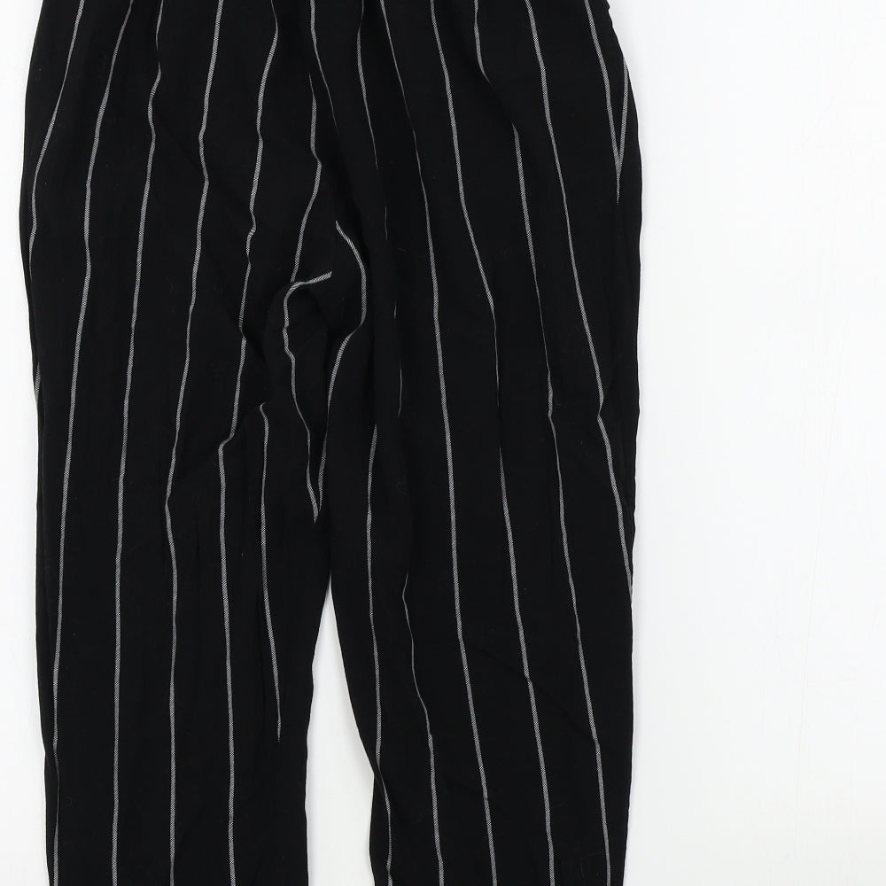 PRETTYLITTLETHING Womens Black Striped  Trousers  Size 10 L27 in