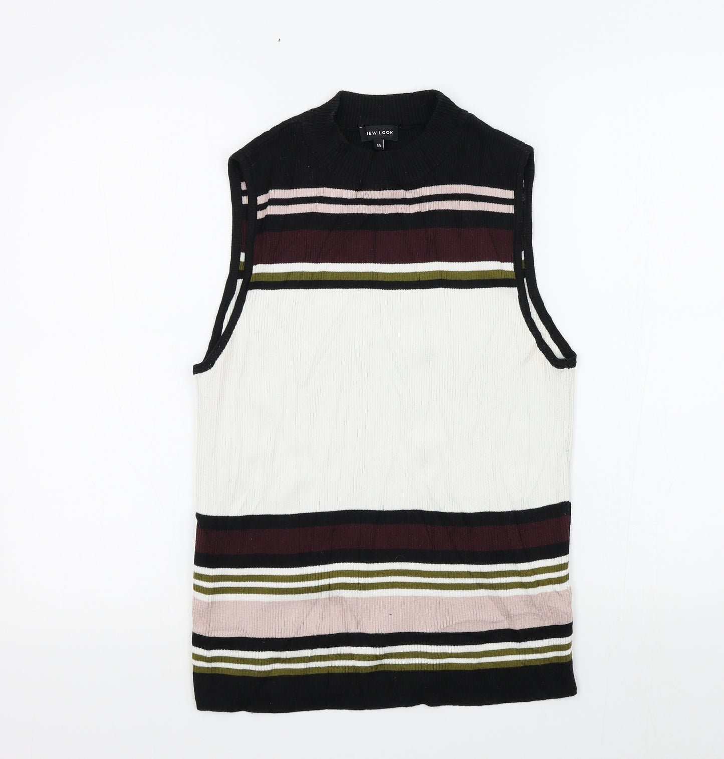 New Look Womens Black Striped  Pullover Jumper Size 18